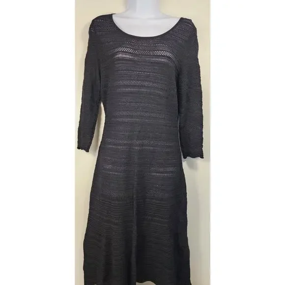 Lauren Ralph Lauren Petite Knit Dress Black A-Line 3/4 Sleeve PM - Picture 1 of 8